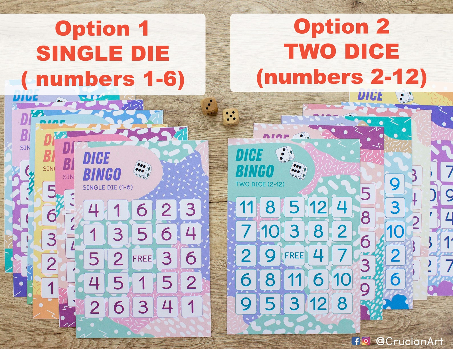 Dice Bingo Printable Preschool Number Activity 1 12 Etsy