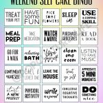 Digital Prints Self Care Bingo Premade Bingo Cards Etsy