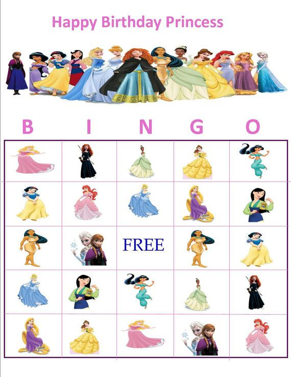 Disney Princess Bingo Including Elsa Anna Princess 