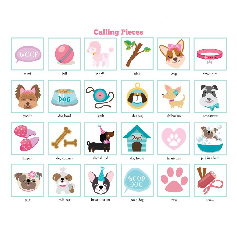 Dog BINGO Game Pug Puppy Dog Party Game Girl s