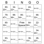 Double Digit Addition And Subtraction Bingo Bingo Card