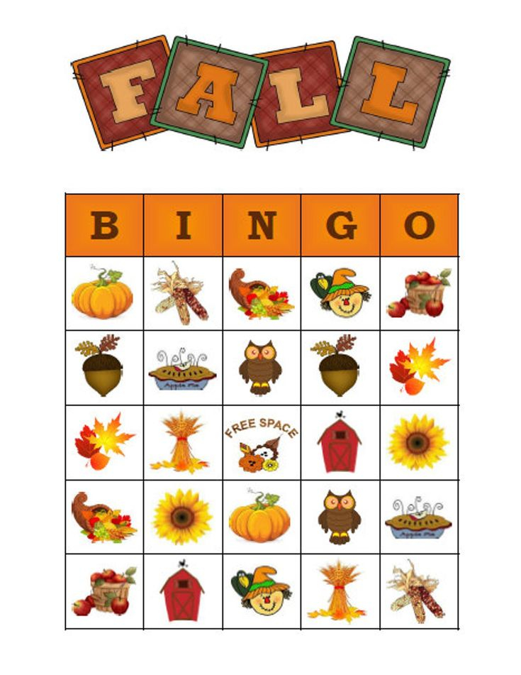 Fall Autumn Bingo 30 Printable Halloween Thanksgiving 