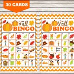 Fall Autumn Bingo Game Printable 30 Different Cards Etsy