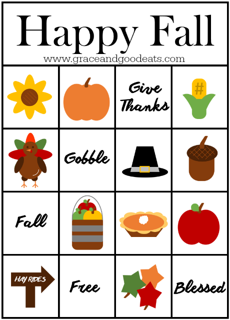 Fall Bingo Cards Free Printable Grace And Good Eats 