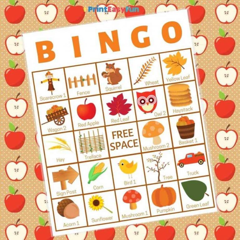 Fall Bingo Printable Cards For Large Groups Easy Print