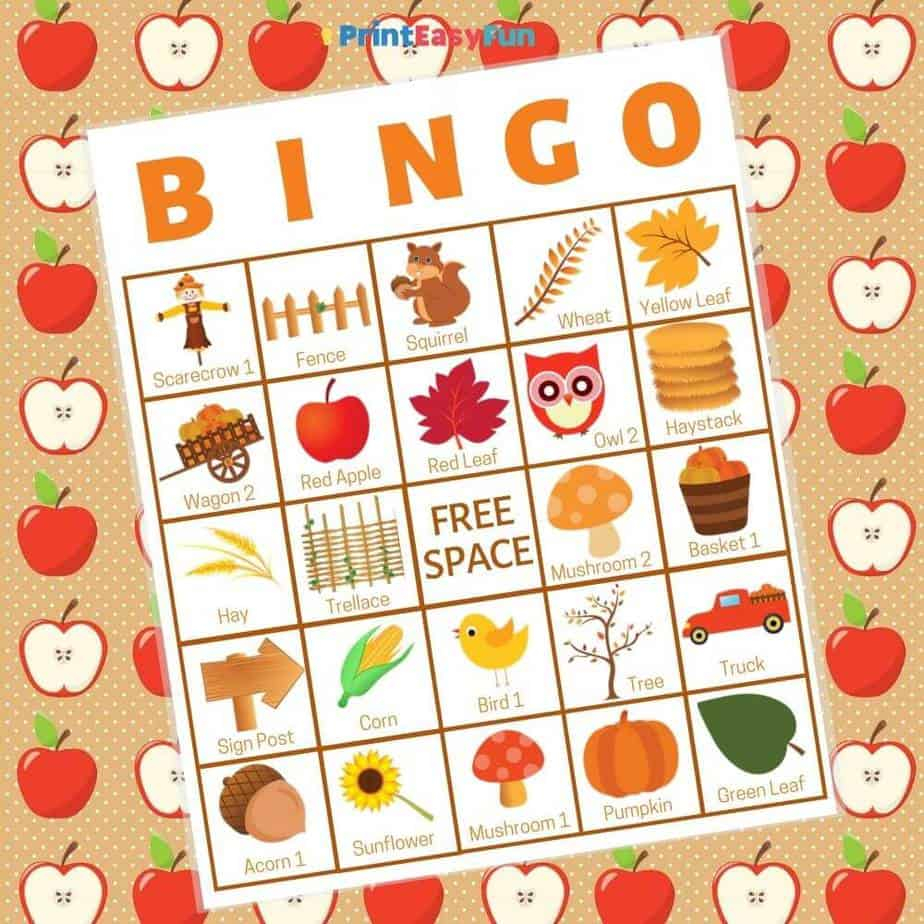 Fall Bingo Printable Cards For Large Groups Easy Print 