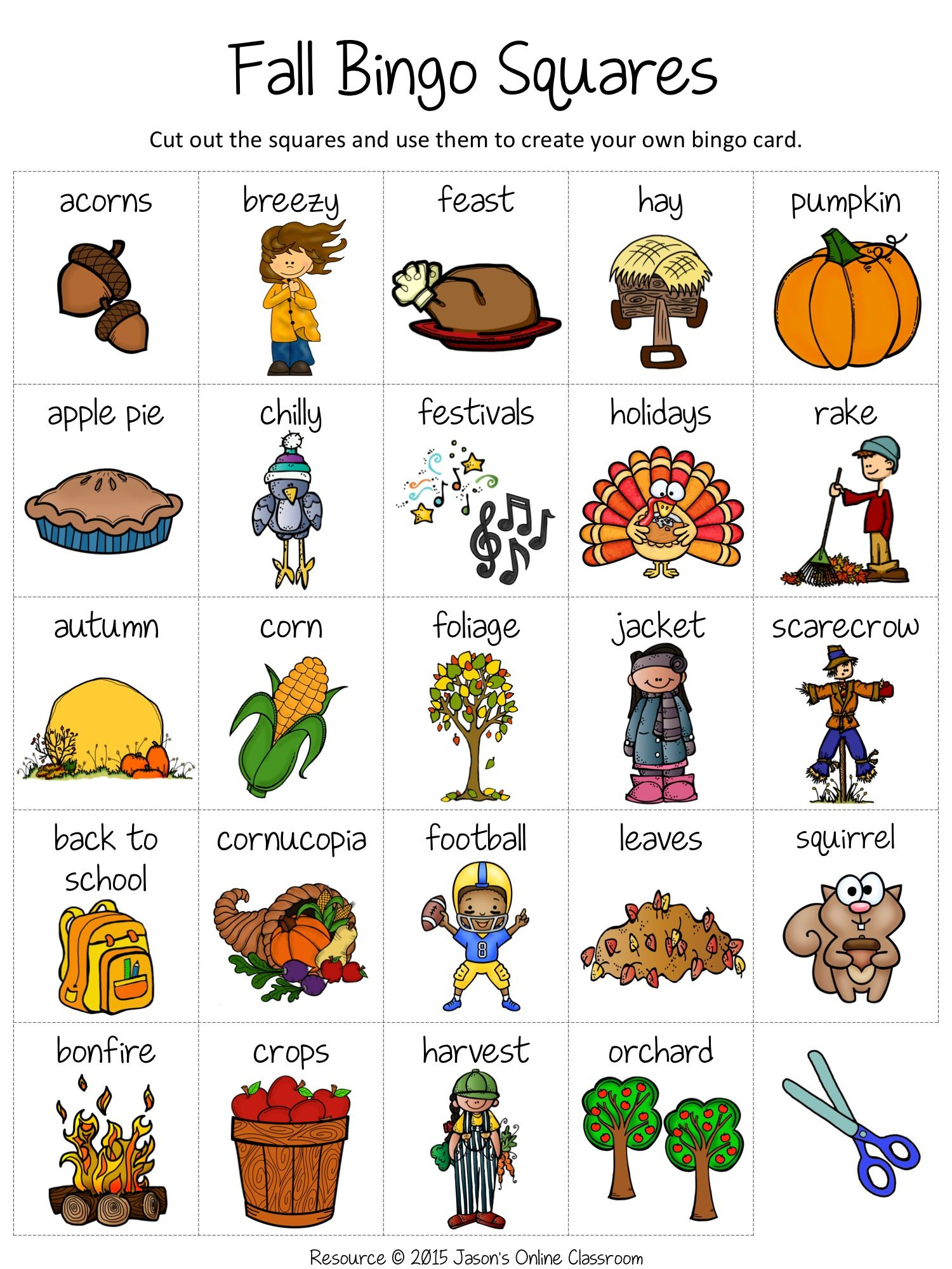 Fall Free Create Your Own Luck Bingo Bingo For Kids 