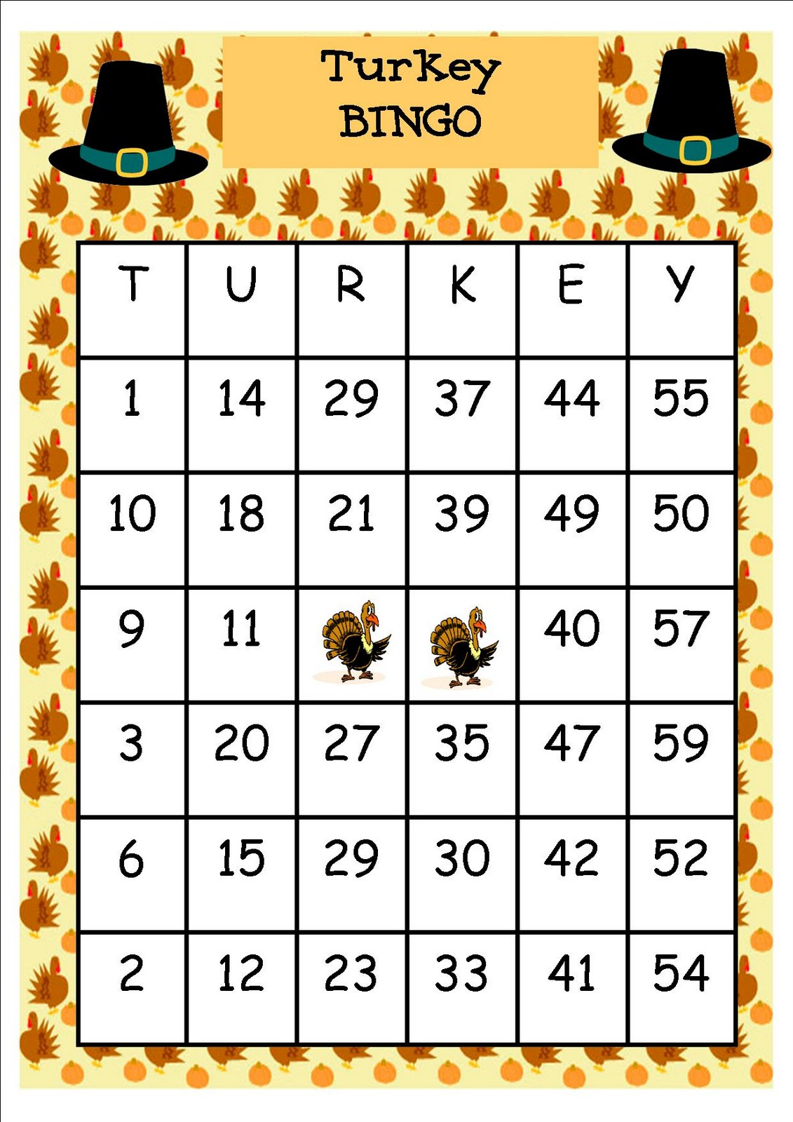 Fleur De Lemoine TURKEY BINGO