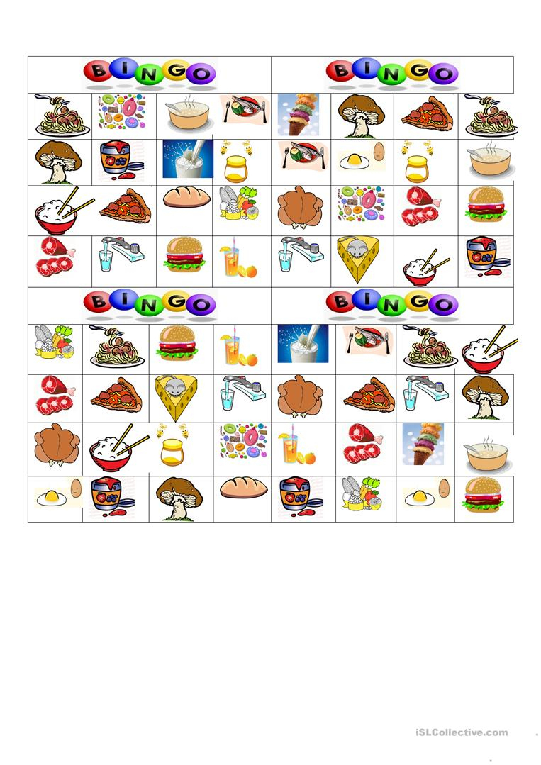 Food Drinks Bingo Game Printable Bingo Cards