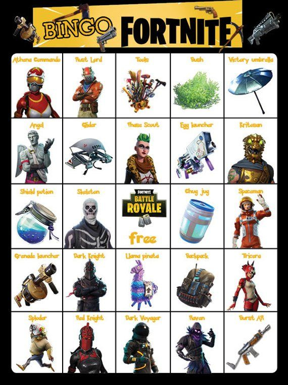 Fortnite Bingo Cards 12 Unique Cards With EXTRA LARGE 
