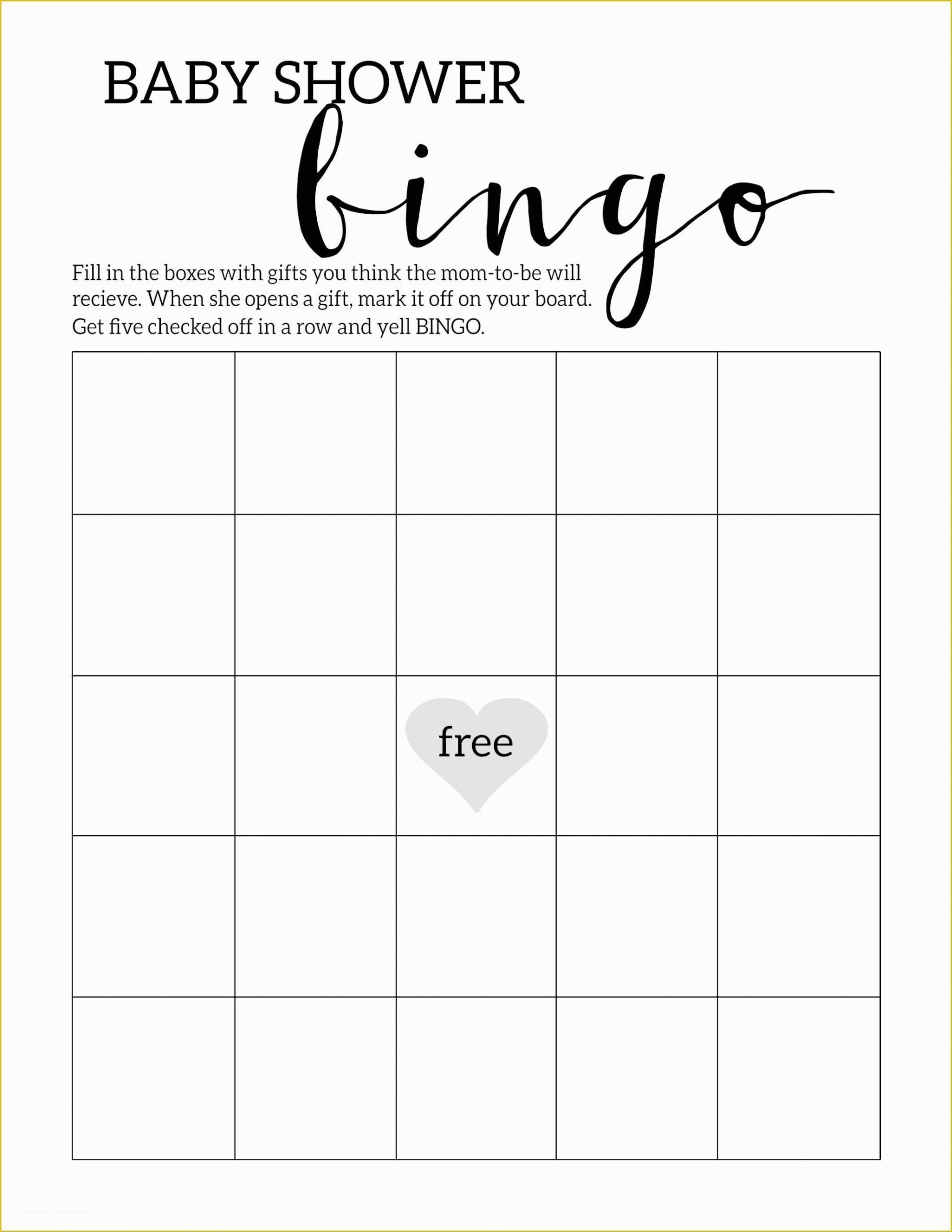 Free Baby Shower Bingo Blank Template Of Baby Shower Bingo 