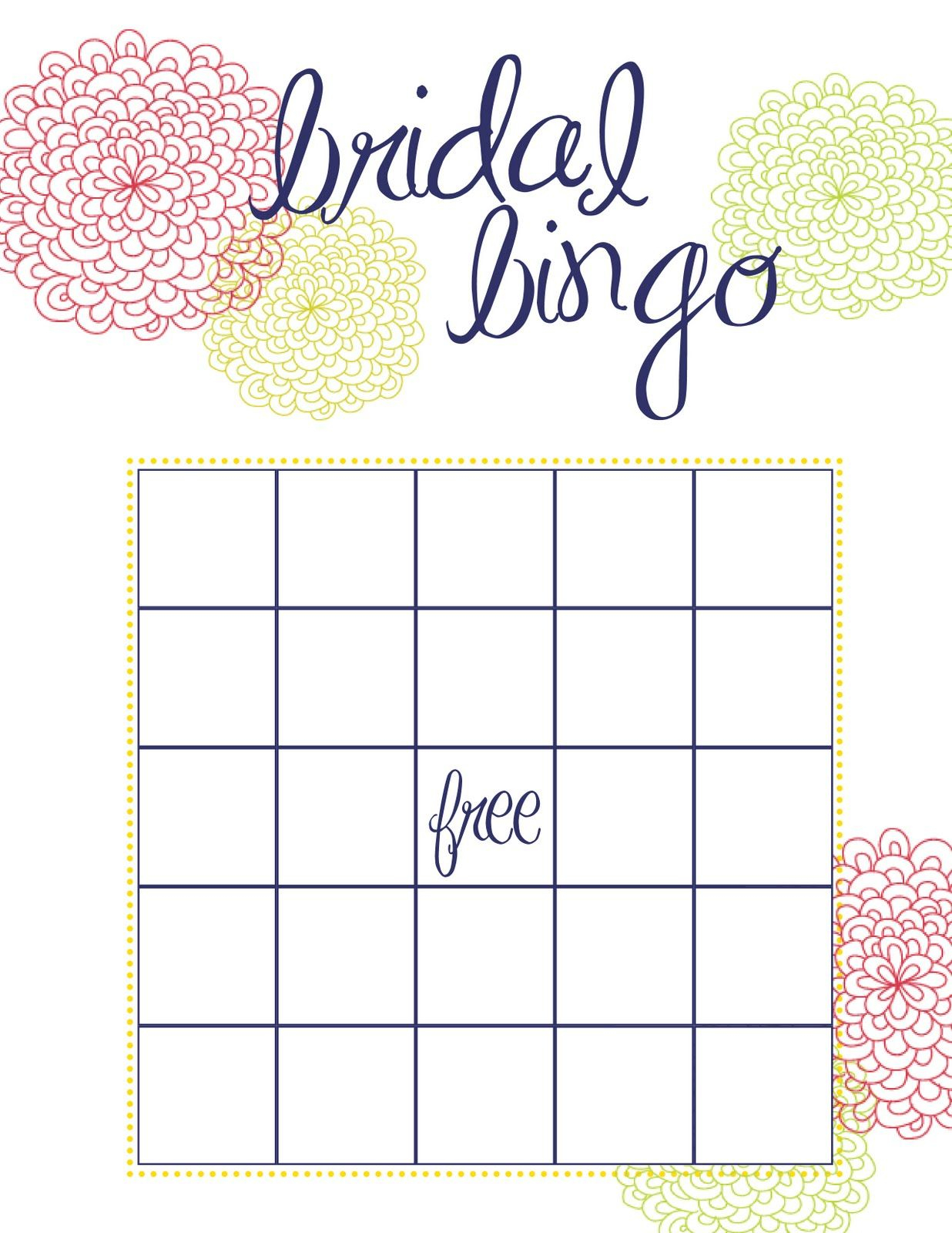 Free Bridal Bingo Template Bridal Shower Bingo 