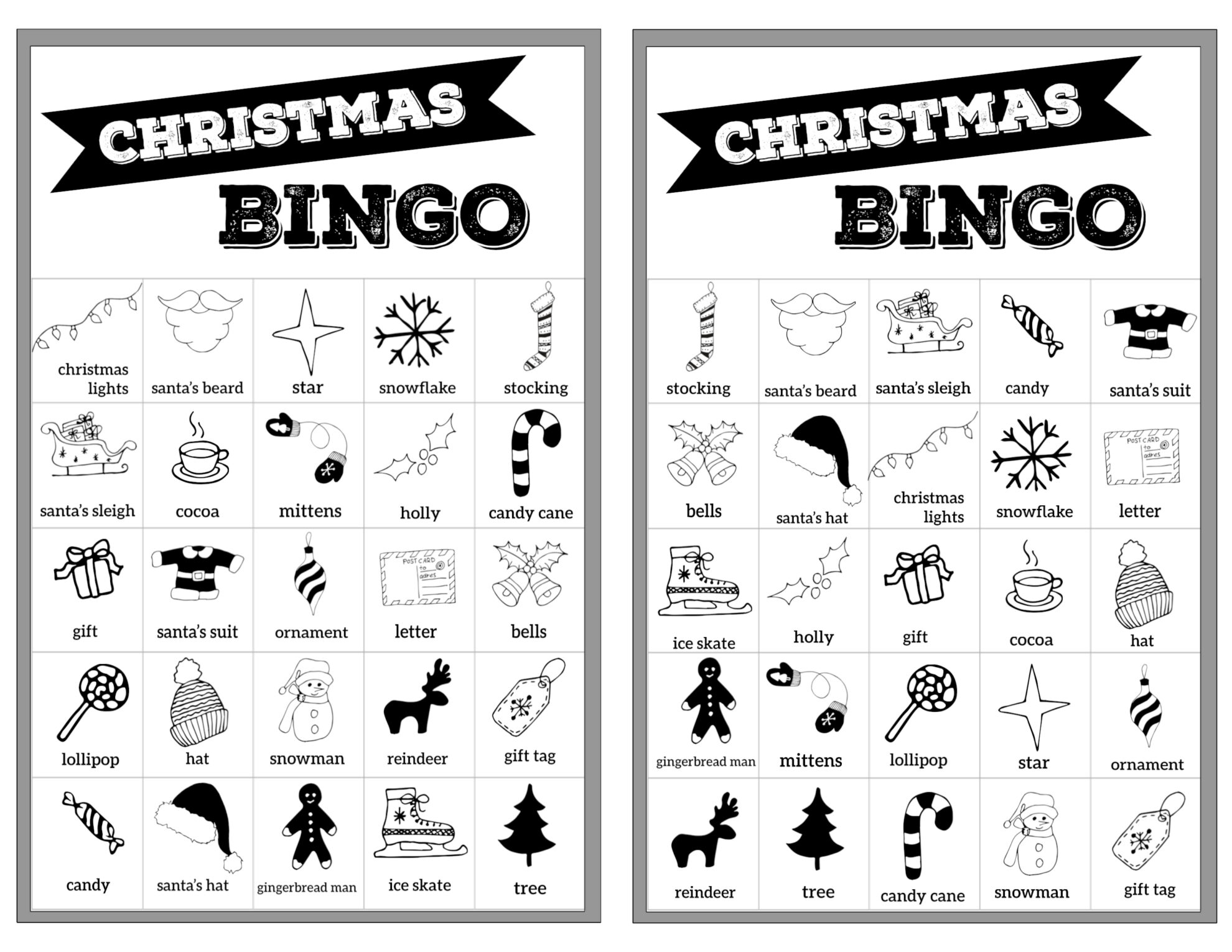 Free Christmas Bingo Printable Cards Paper Trail Design