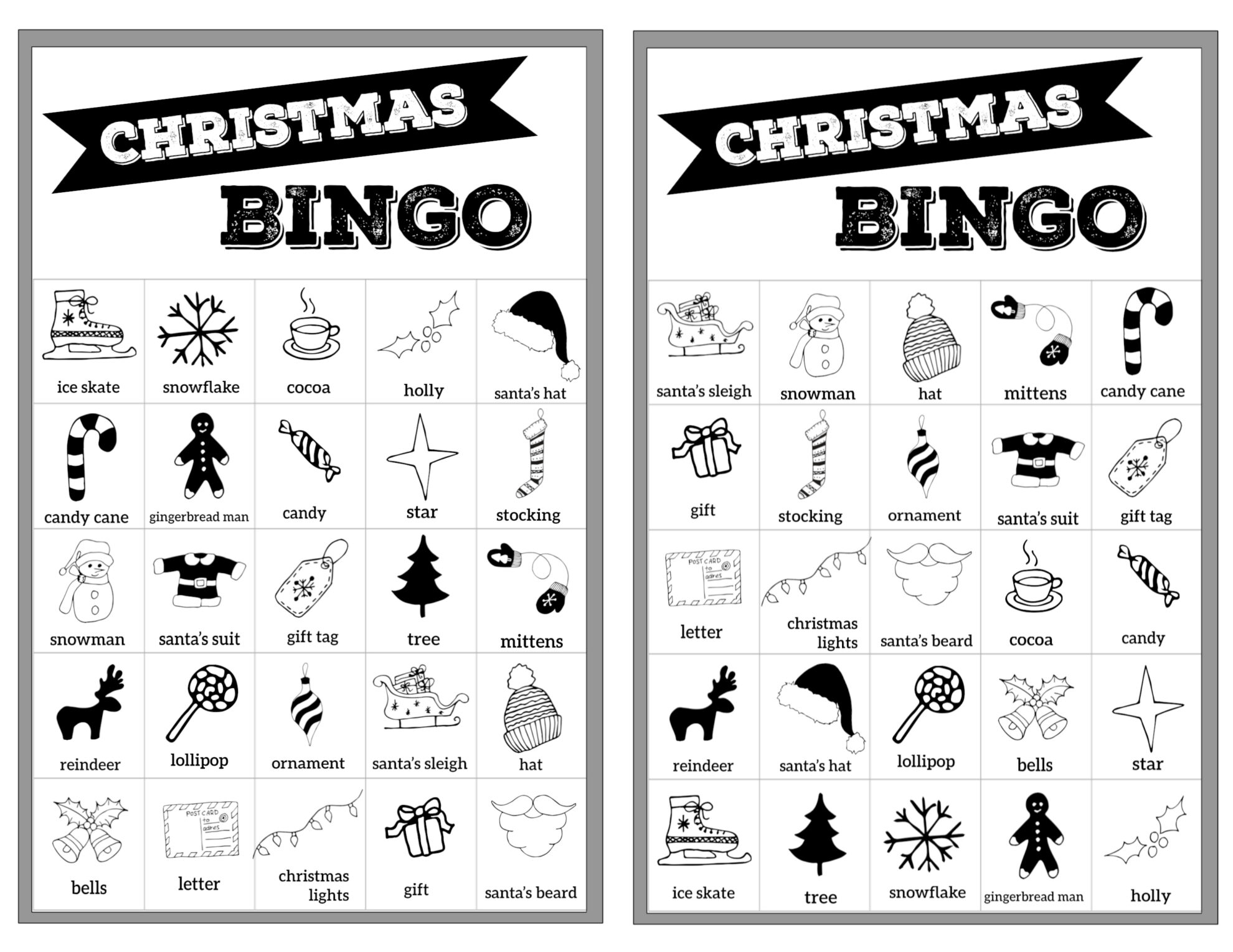 Free Christmas Bingo Printable Cards Paper Trail Design