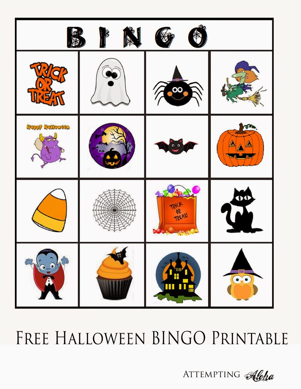 Free Halloween BINGO Printable For Little Kids 