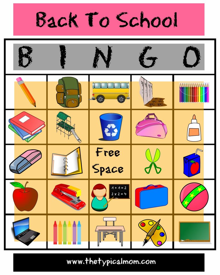 Free Printable Back To School Bingo Printable Activities