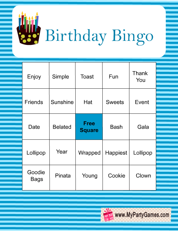 Free Printable Birthday Bingo Game In Blue Color Free 