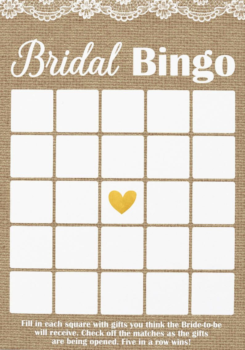 Free Printable Blank Bridal Shower Bingo Cards 4 Per Page 