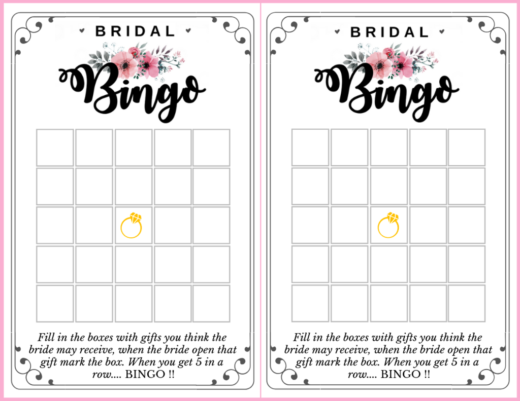FREE Printable Bridal Shower Bingo By Dressyourgift 