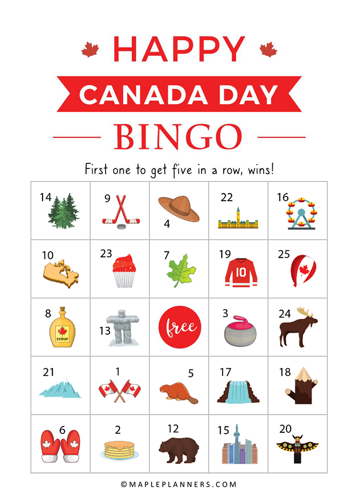 Free Printable Canada Day Bingo Fun Activity For Kids In