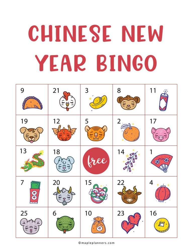 Free Printable Chinese New Years Eve Bingo Fun