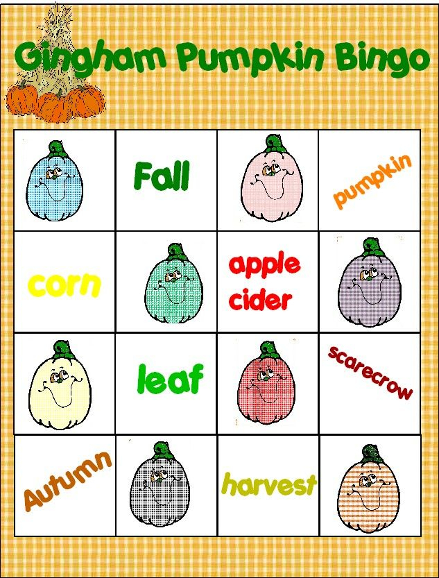 Free Printable Gingham Pumpkin Bingo Cards Bingo Cards 