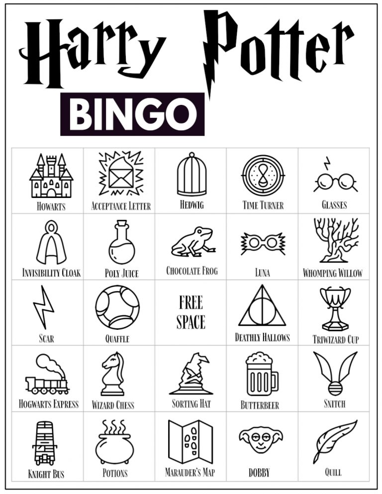 Free Printable Harry Potter Bingo Game Paper Trail Design