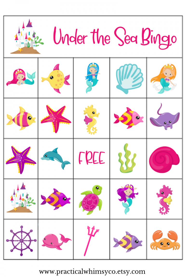 Free Printable Mermaid Bingo Fun Easy Mermaid Party