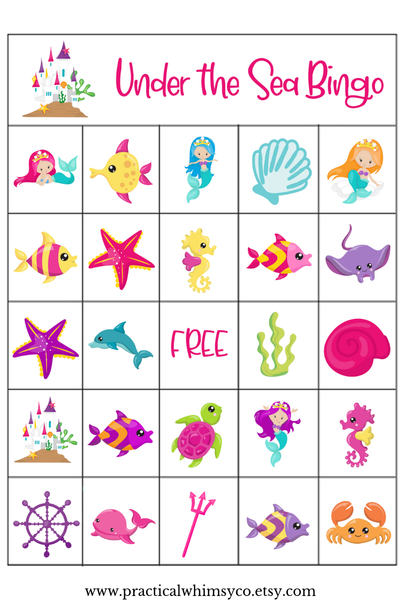 Free Printable Mermaid Bingo Fun Easy Mermaid Party 