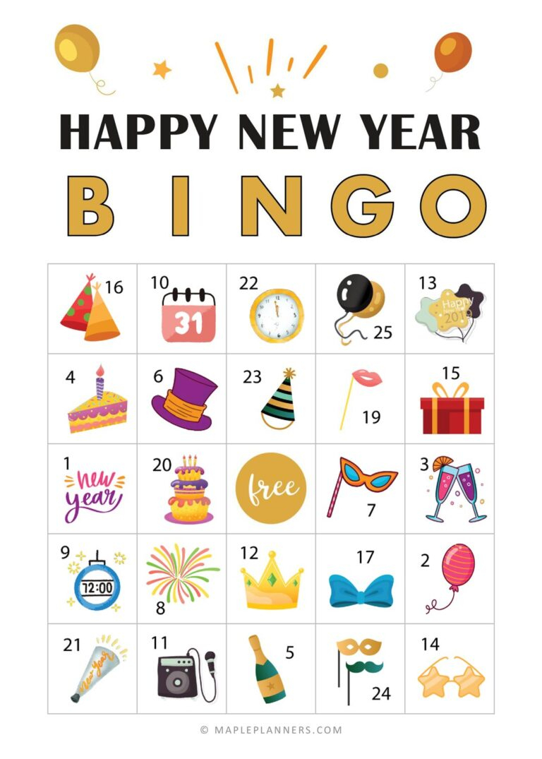 Free Printable New Years Eve Bingo Game Cards New Years 