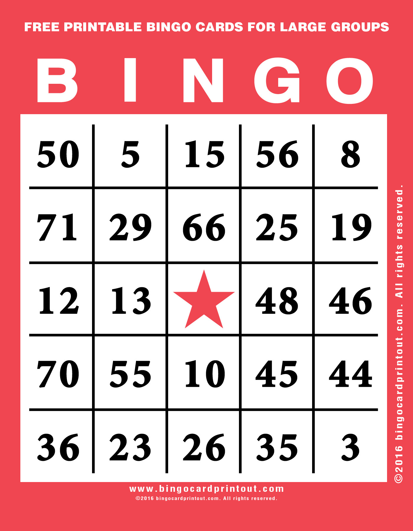 Free Printable Number Bingo Cards For Large Groups 