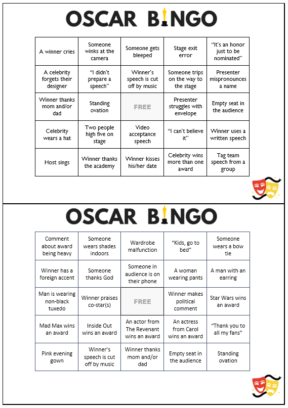 Free Printable Oscar Party Bingo Cards With Game And Prize 