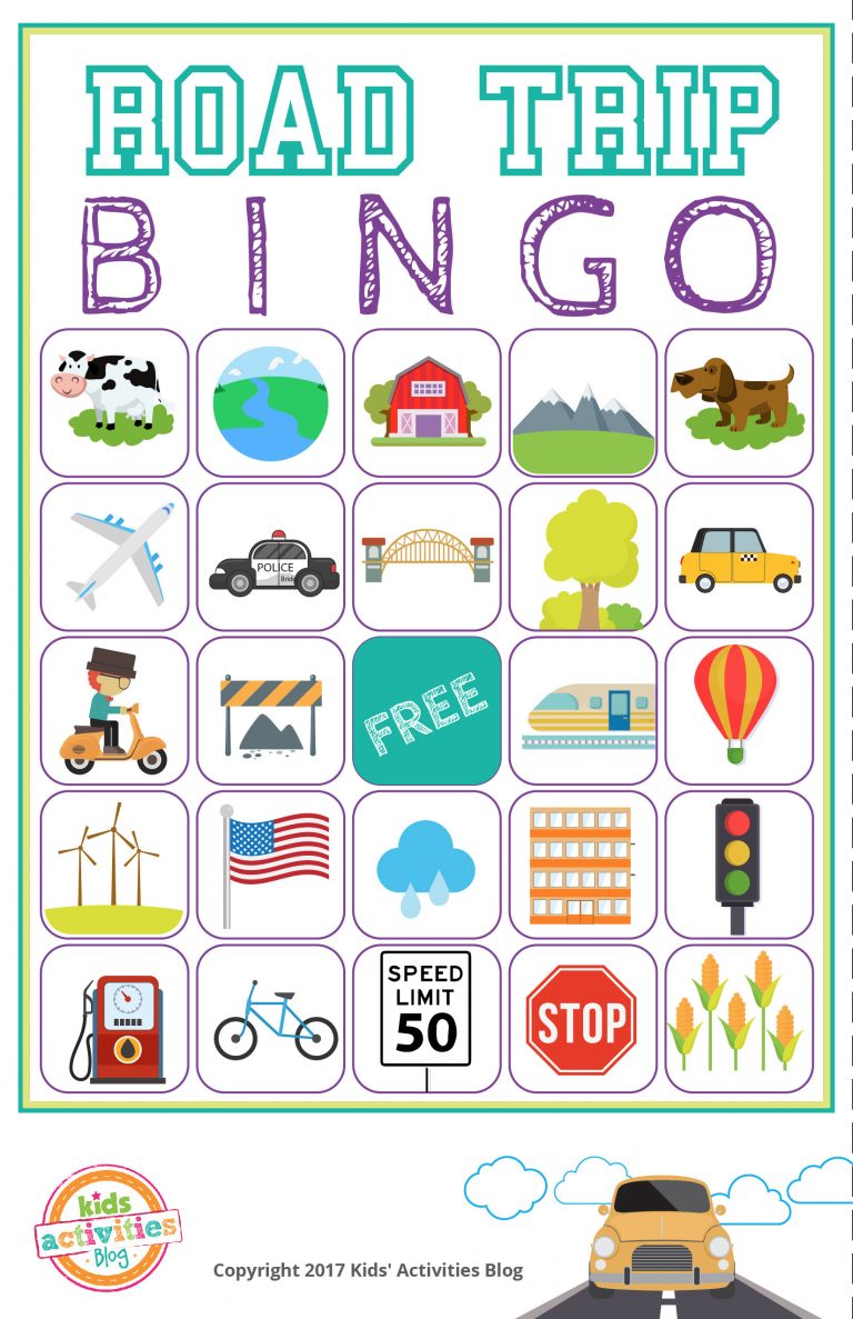 Free Road Trip Bingo Game For Kids Homemaking Expert