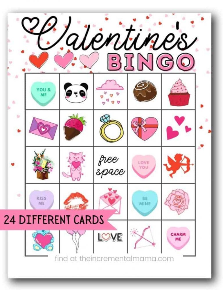 Free Valentine s Bingo Printables 24 Cards The