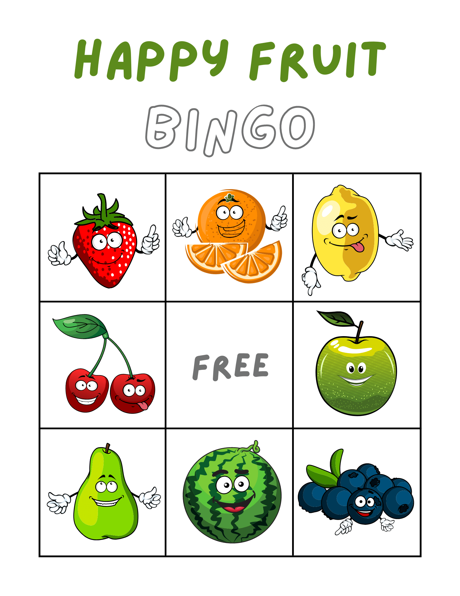 Fruit Bingo Printable 3x3 Sprankel Online
