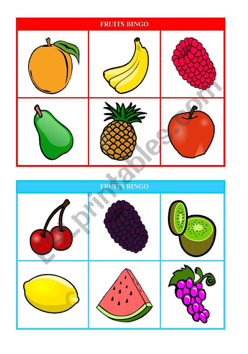 Fruits Bingo Cards 7 8 Of 10 Fully Editable Esl 