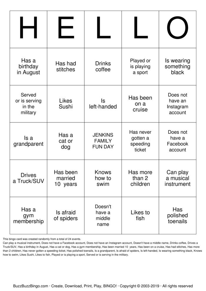 Getting To Know You Bingo Cards To Download Print And 