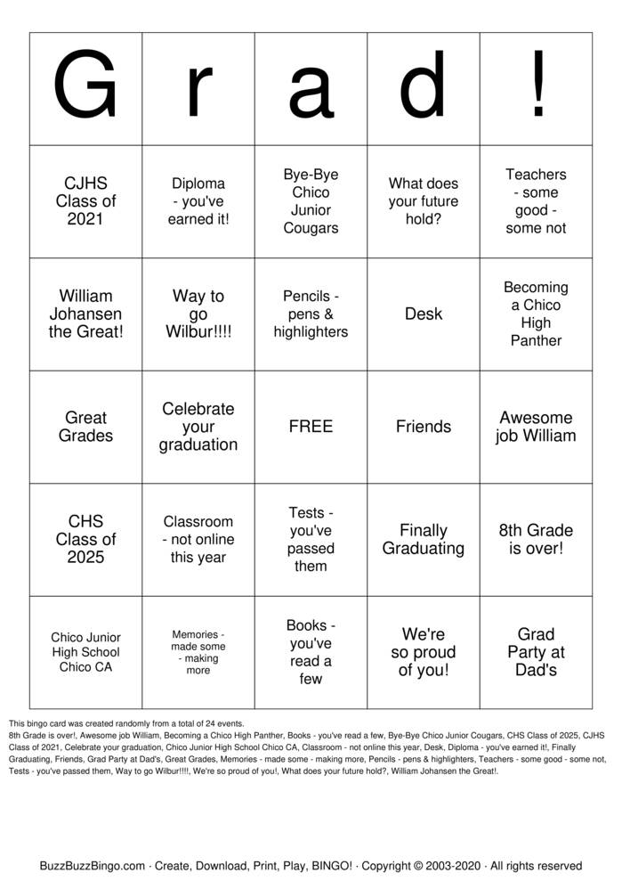 Graduation Bingo Cards To Download Print And Customize 