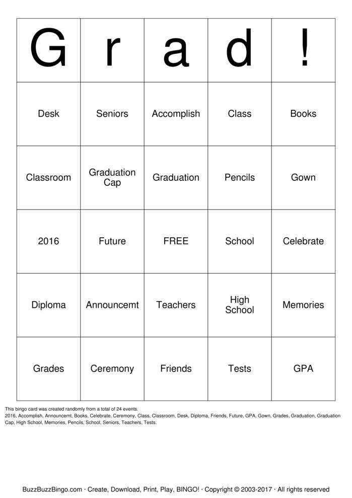 Graduation Bingo Cards To Download Print And Customize 