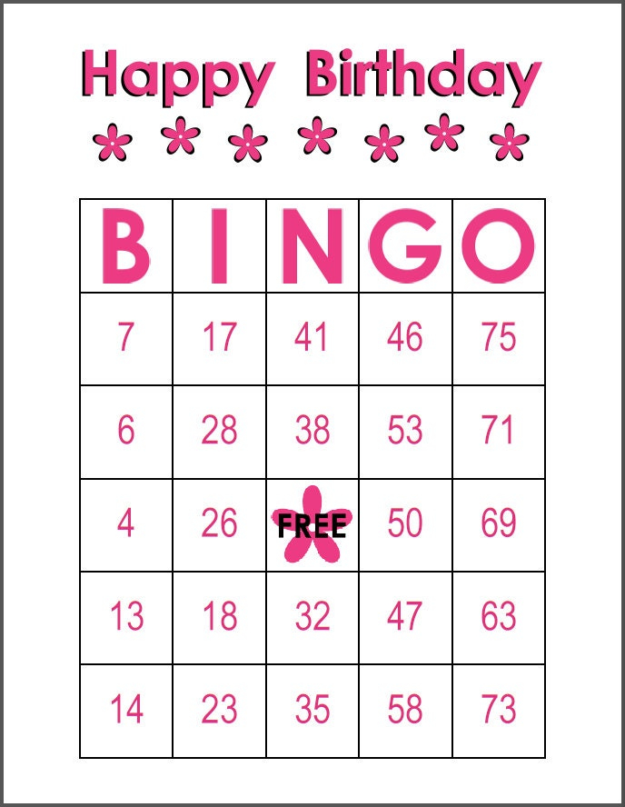 Happy Birthday Bingo Cards Pink Flowers 100 Cards To Play