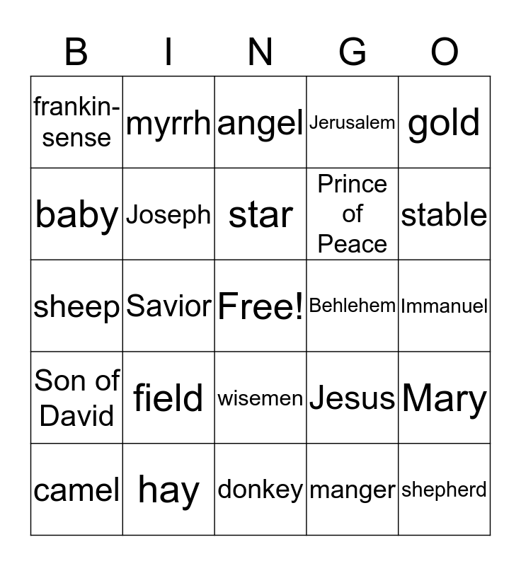 Happy Birthday Jesus Bingo Card