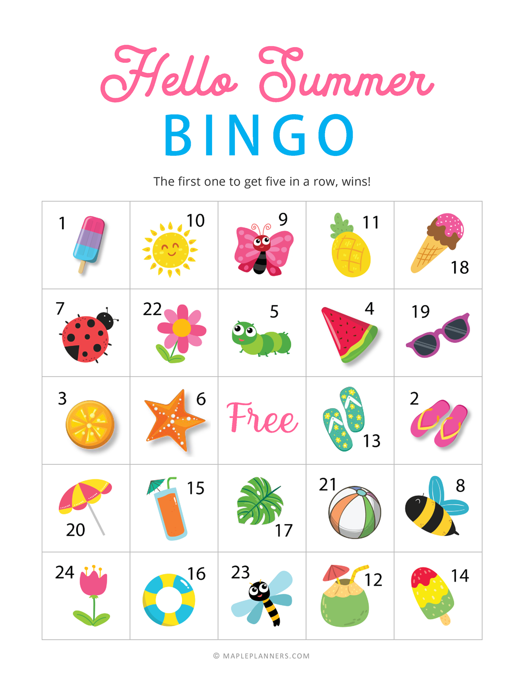 Hello Summer Bingo Cards Download Free Printables
