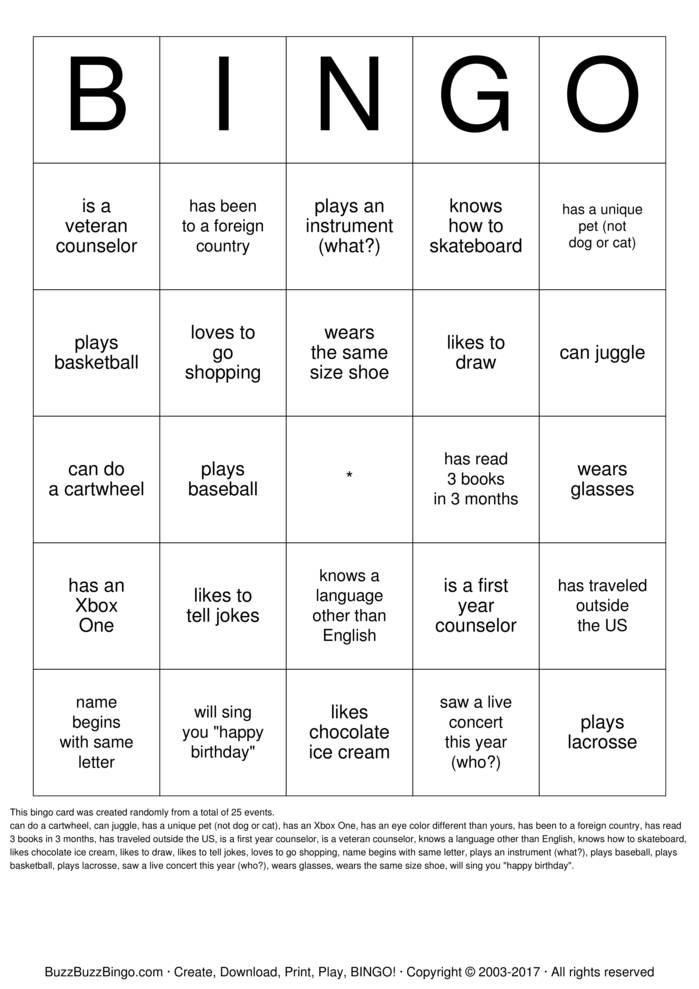 HUMAN BINGO Bingo Cards To Download Print And Customize