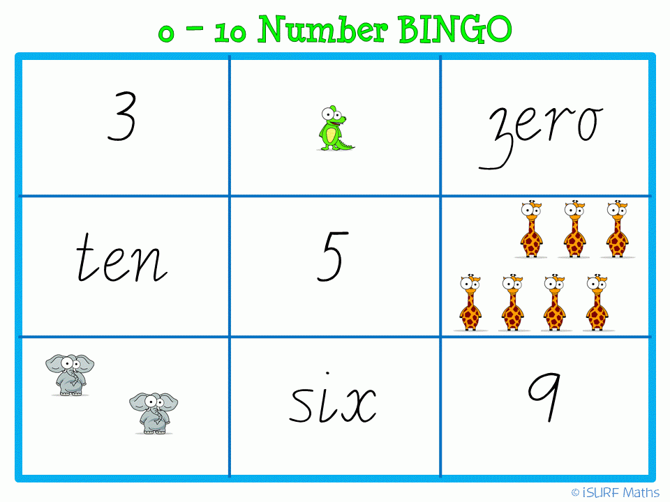 ISURF 0 10 Number Bingo