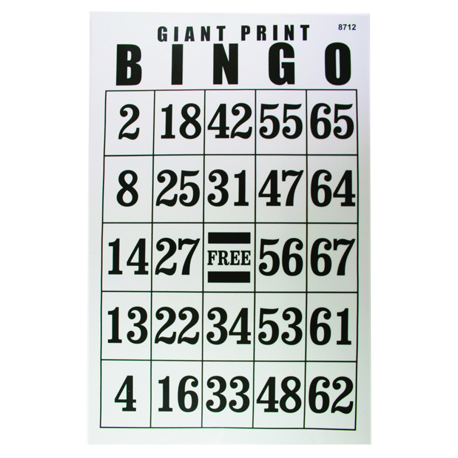 Jumbo Laminated Large Print Bingo Card Vision Forward
