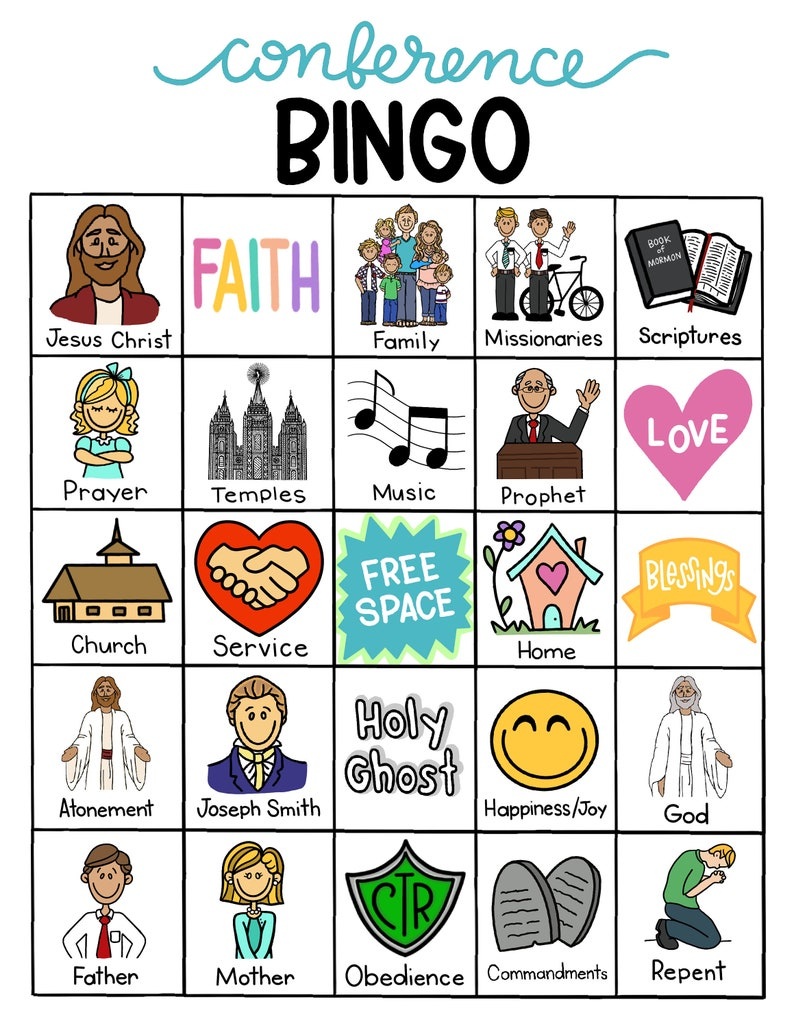 LDS Church General Conference Bingo Set Of 5 Etsy