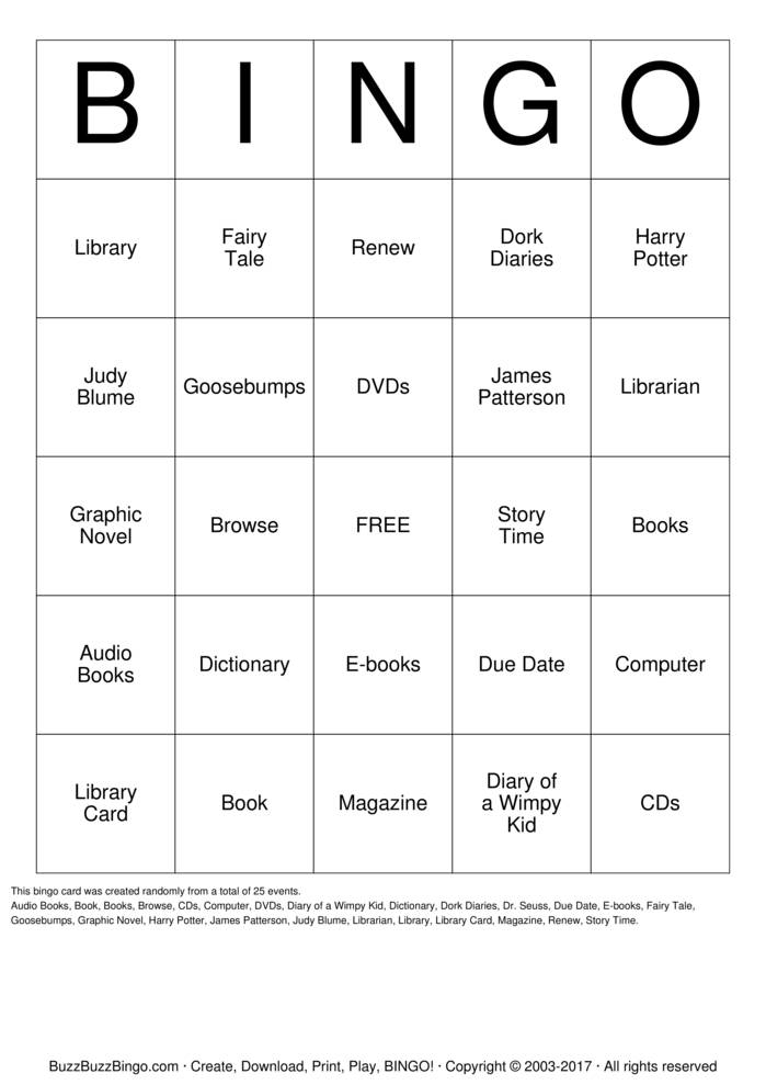 Library Bingo Bingo Cards To Download Print And Customize 