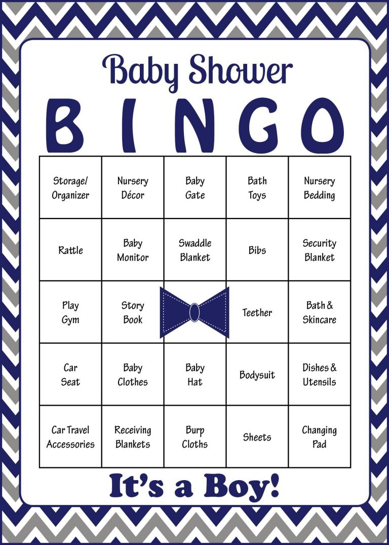 Little Man Baby Bingo Cards PRINTABLE DOWNLOAD