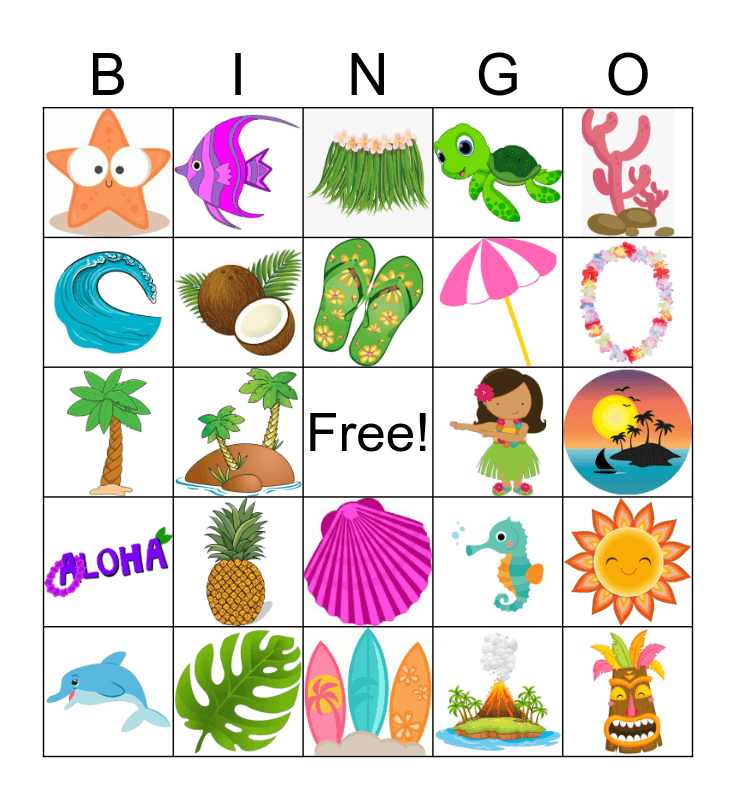 Luau Bingo Card Luau Bingo Card