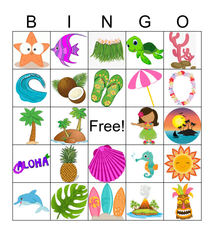 Luau Bingo Card